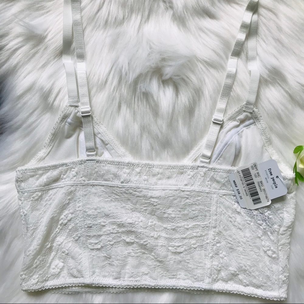 Free people white bralette lace bra NWT beautiful - Picture 6 of 8